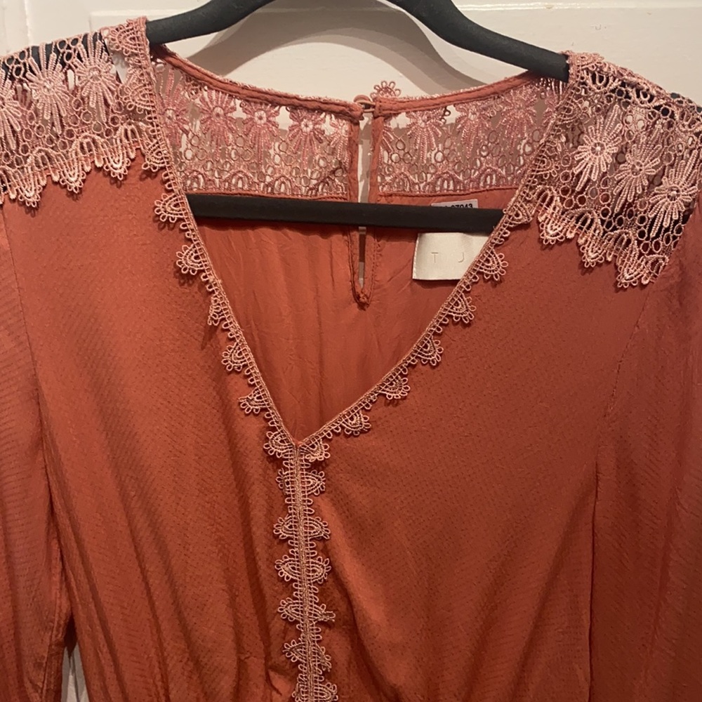 boho muted coral romper - Picture 6 of 10